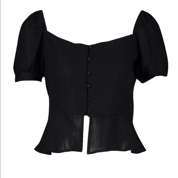 BooHoo Black Button Through Blouse - Size 6 - Picture 2 of 8